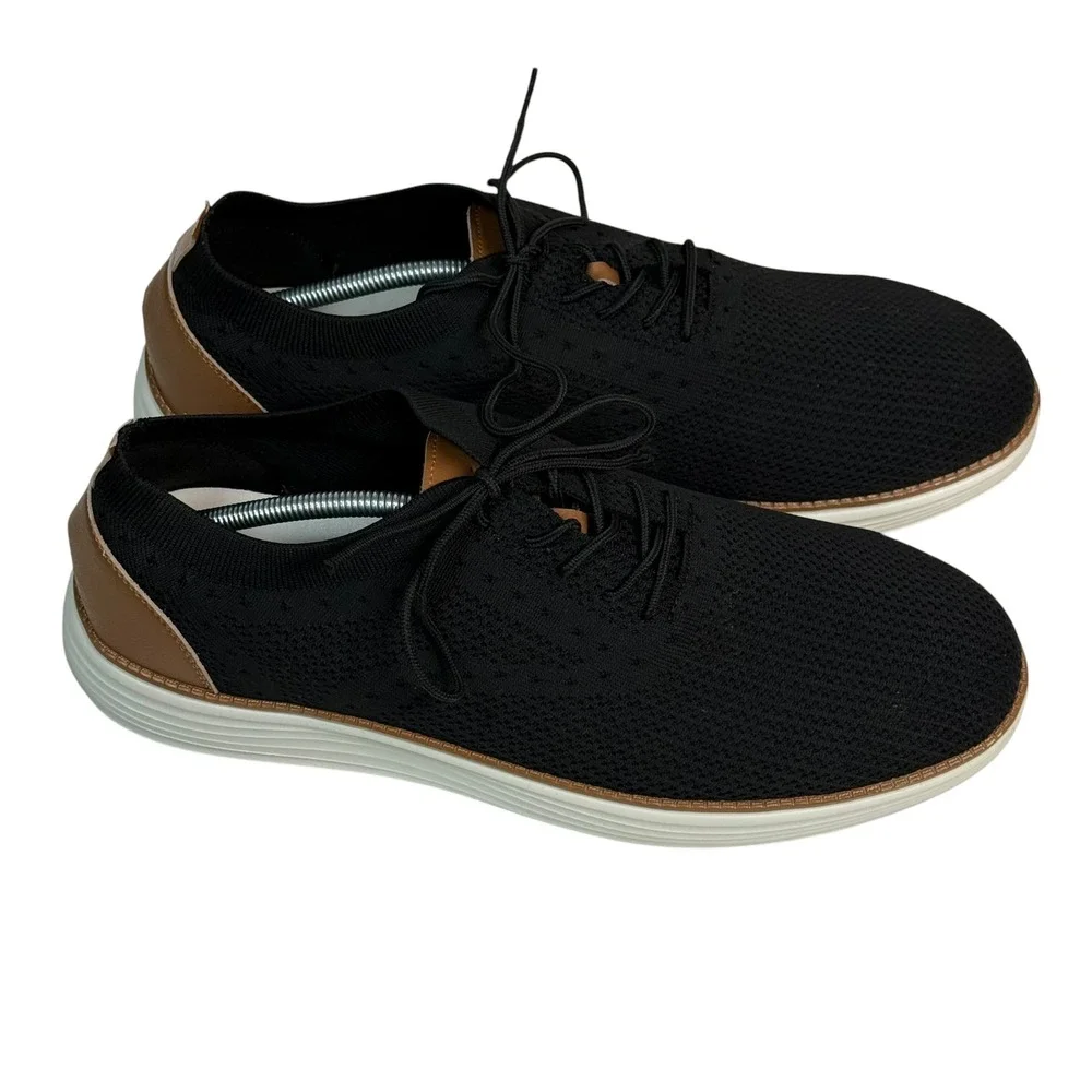 Vilocy Mens Knit Oxford Sneakers Black Brown V2201 EUR 47 US 13‎ Business Casual